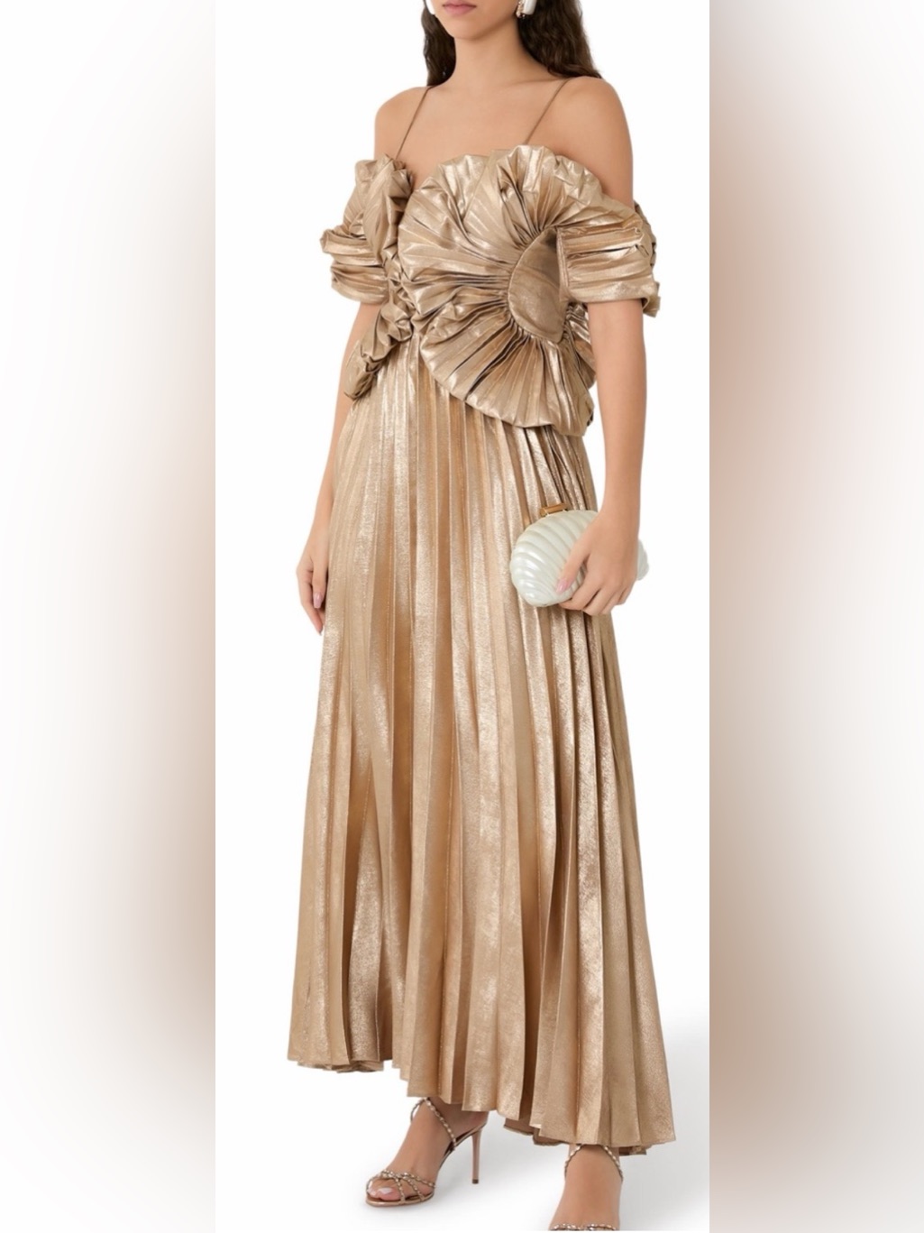 Nwt Acler Hillsome Gold Pleated Maxi Dress Sz 10
